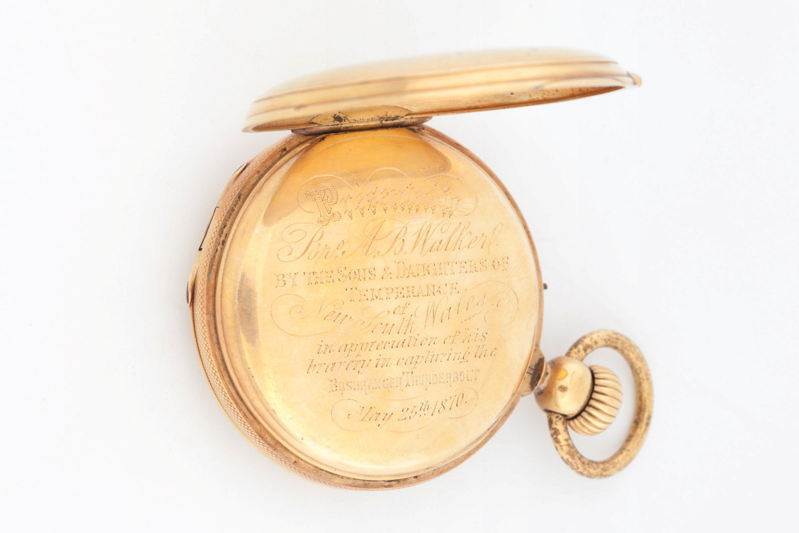 Pocket watch presented to Constable Alexander Walker by the Sons and Daughters of Temperance, 1870