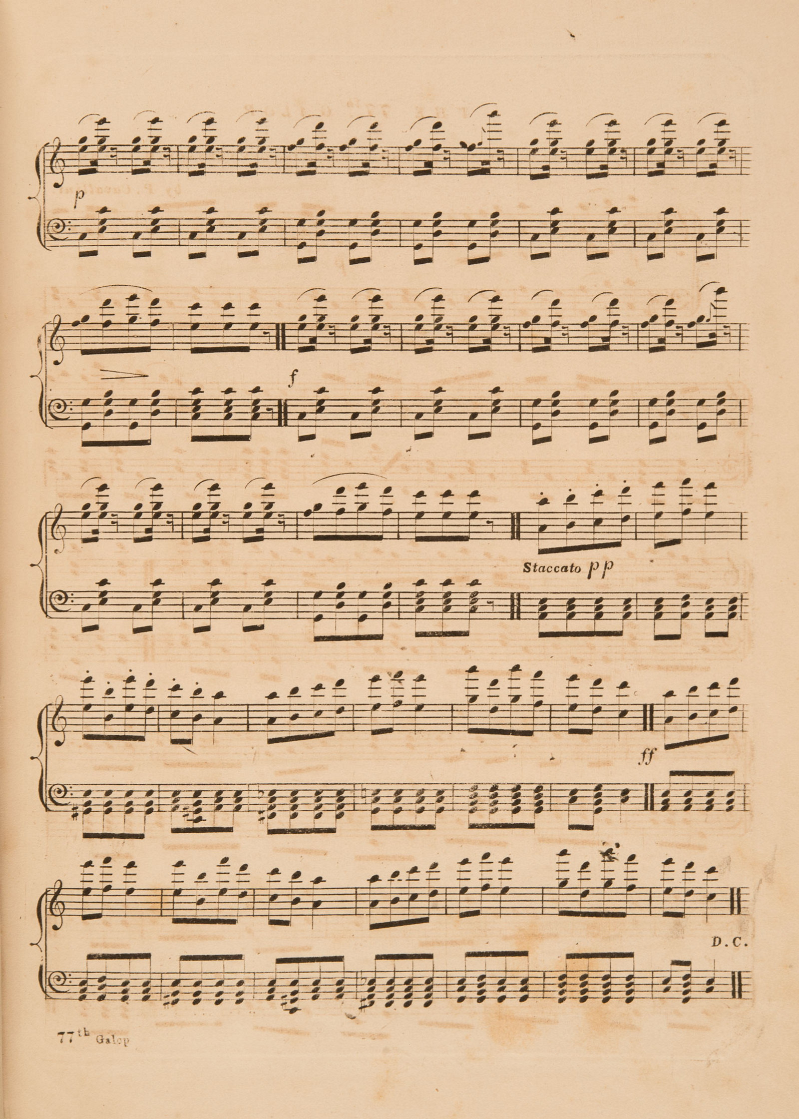 Sheet music, 'The 77th Galop',  by P. Cavallini, page 2, published 1858