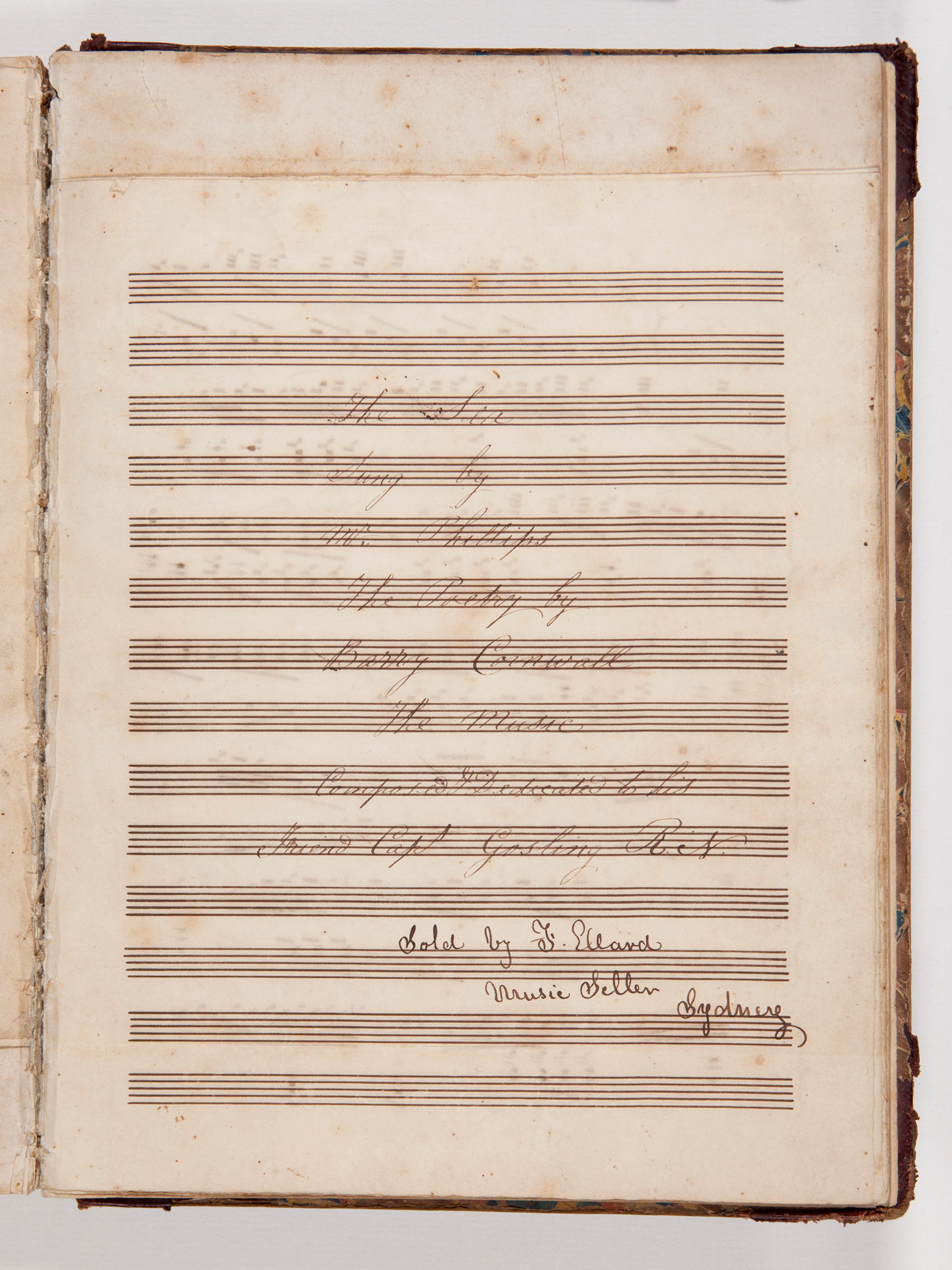 First page of handwritten sheet music, 'The Sea' by Sigismund Ritter von Neukomm, sold circa 1840