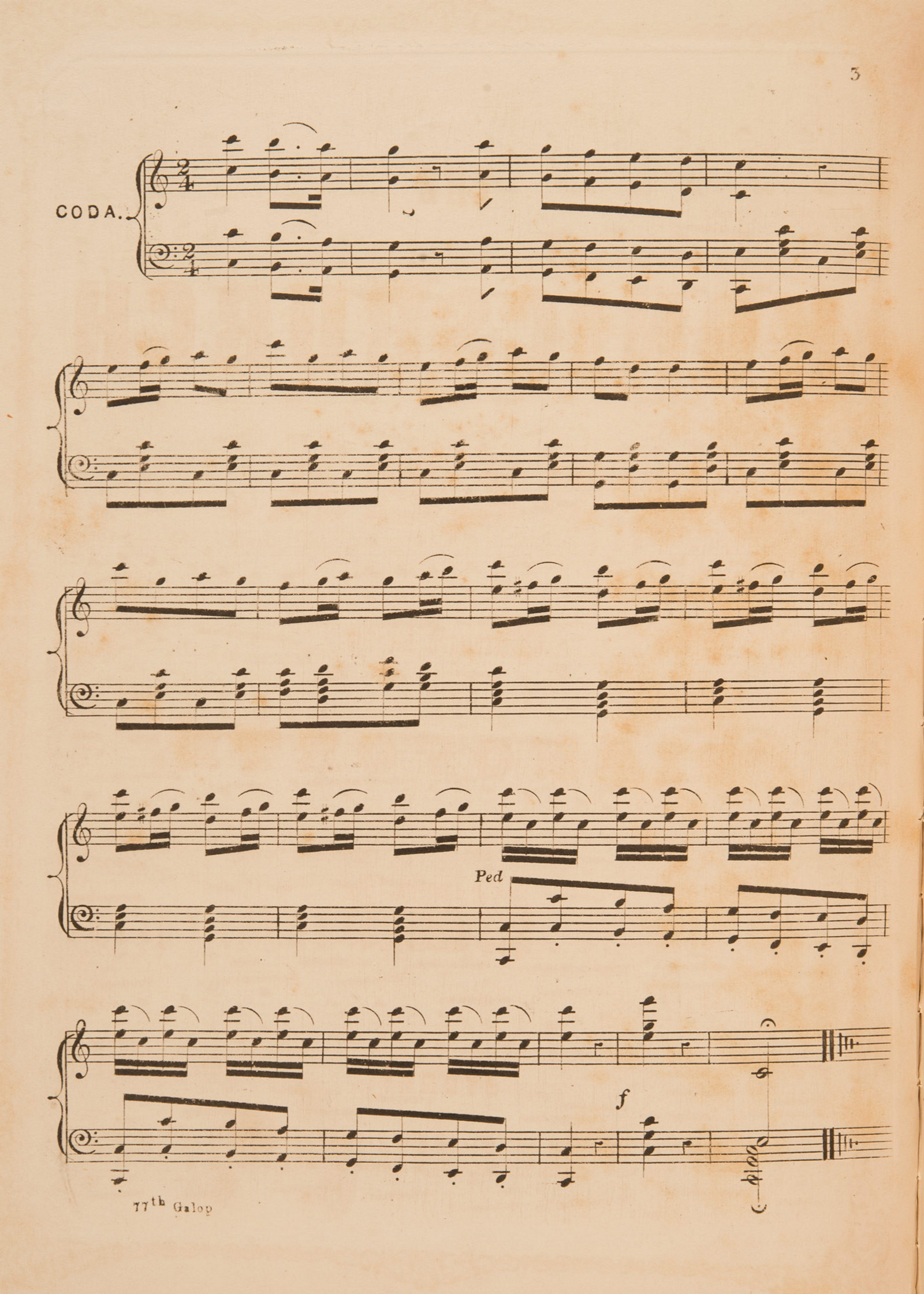 Sheet music, 'The 77th Galop', by P. Cavallini, page 3, published 1858