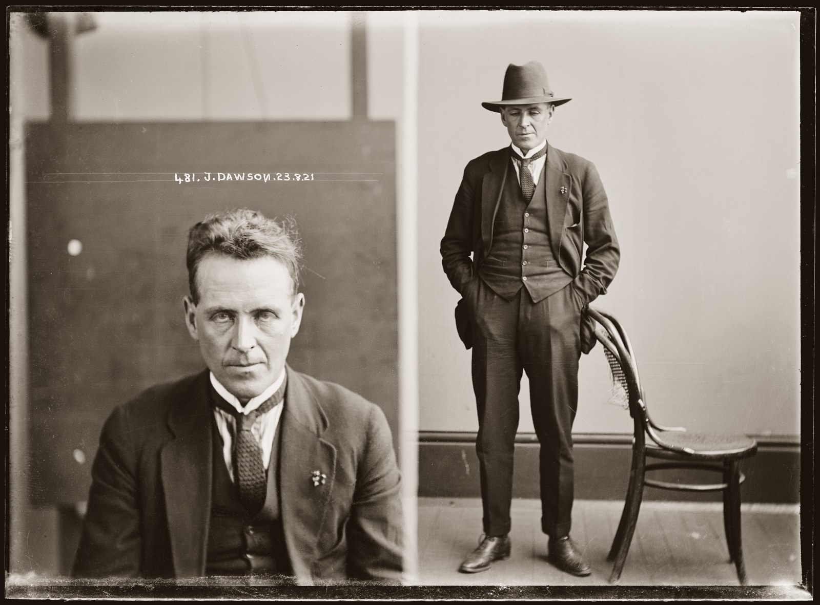 John Dawson, Special Photograph number 481, 23 August 1921, location unknown (possibly Darlinghurst Police Station) 