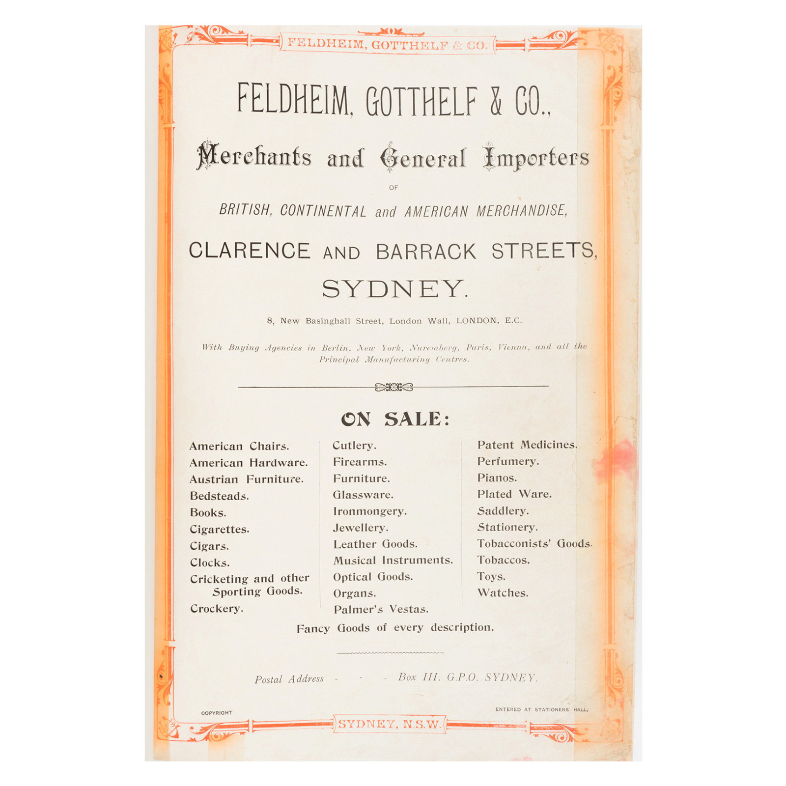 Feldheim, Gotthelf & Co. [trade catalogue], circa 1905