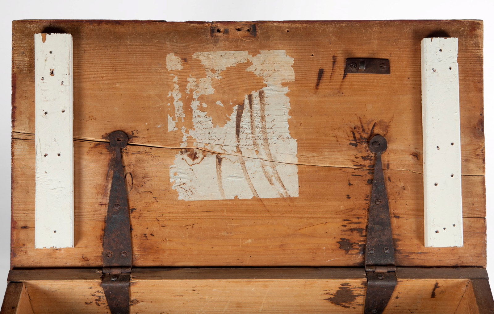 Inside of wooden box belonging to Margaret Hurley
