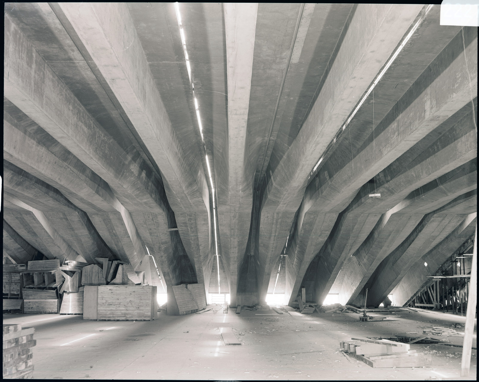 Government Printing Office 2 - 22274 - Sydney Opera House under construction [Public Works; interiors; building construction; ceilings] [GPO Original locations or series - St60170] [3-4/10/1962]