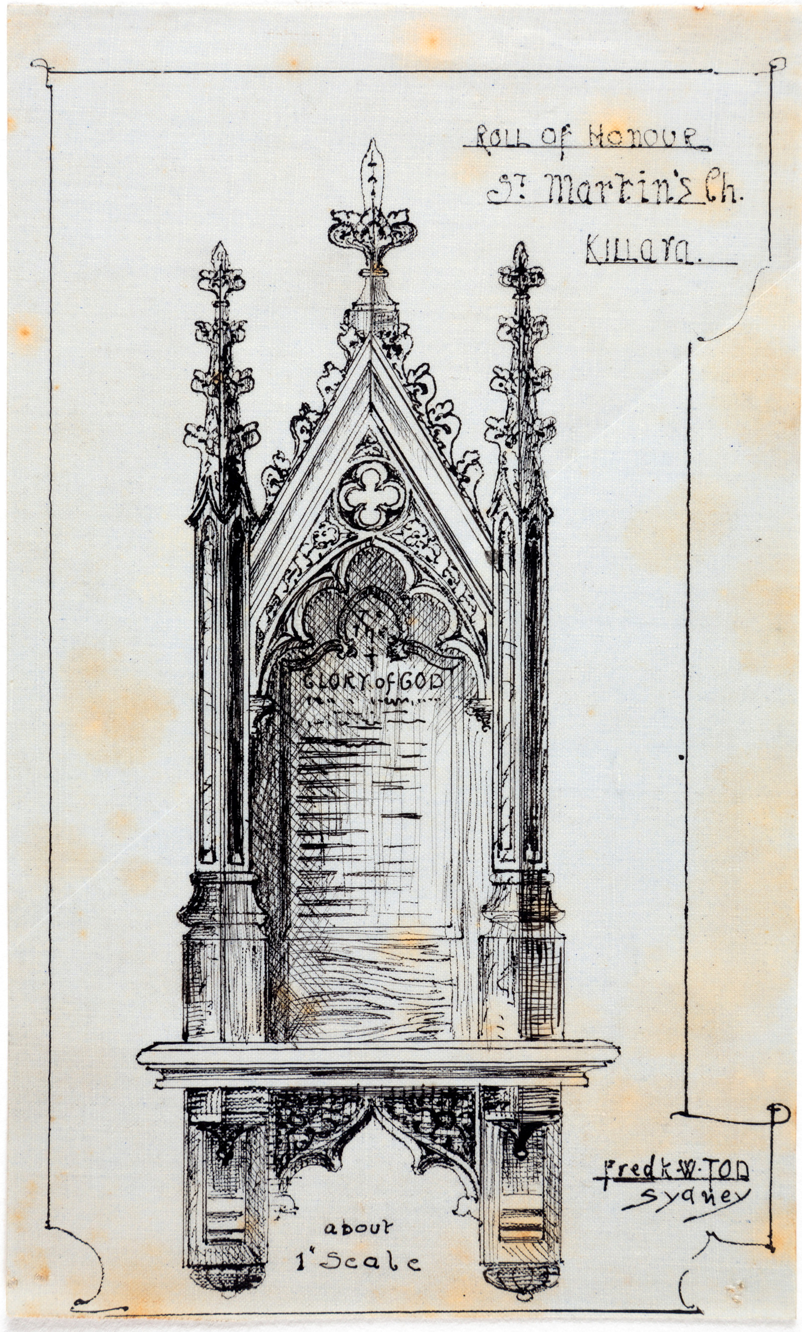 Design for Roll of Honour for St Martin's Church Killara by F.W. Tod & Co.