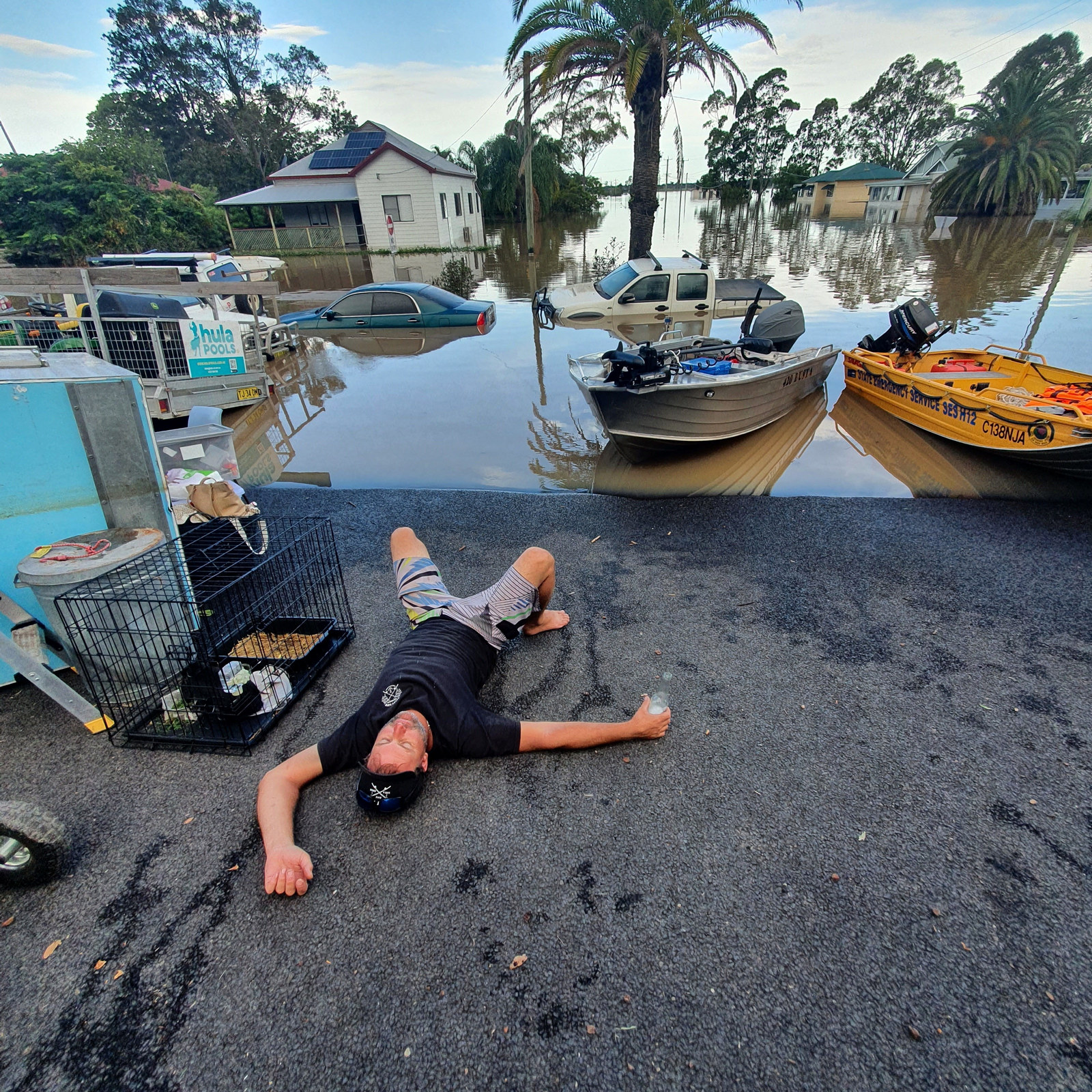 Rescuer resting during the NSW floods in 2022 in the Broadwater area (submission 0860)