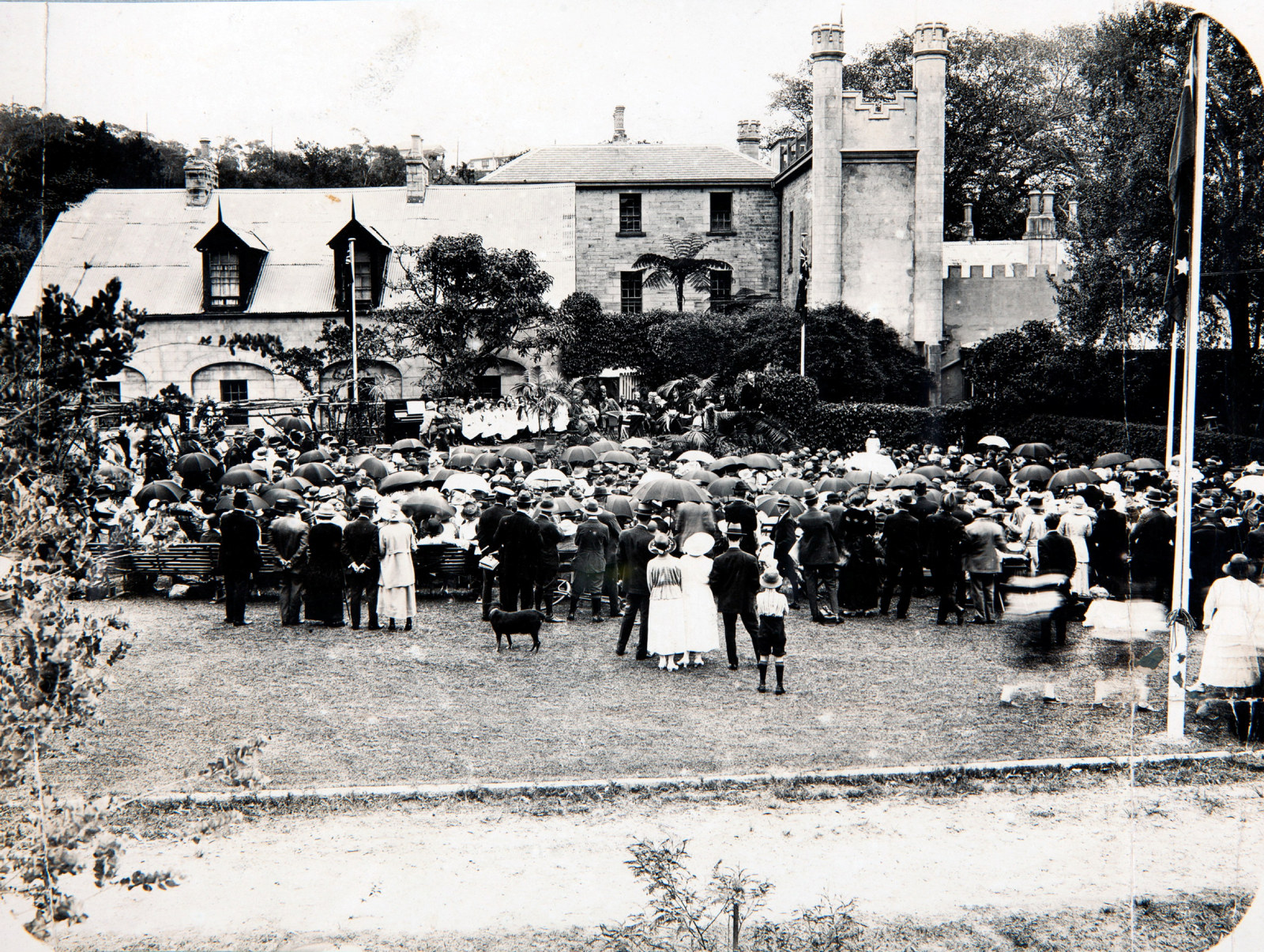 Annual celebration at Vaucluse House 23 October1922, from 'Nielsen-Vaucluse Park Trust' photograph album, no.2.