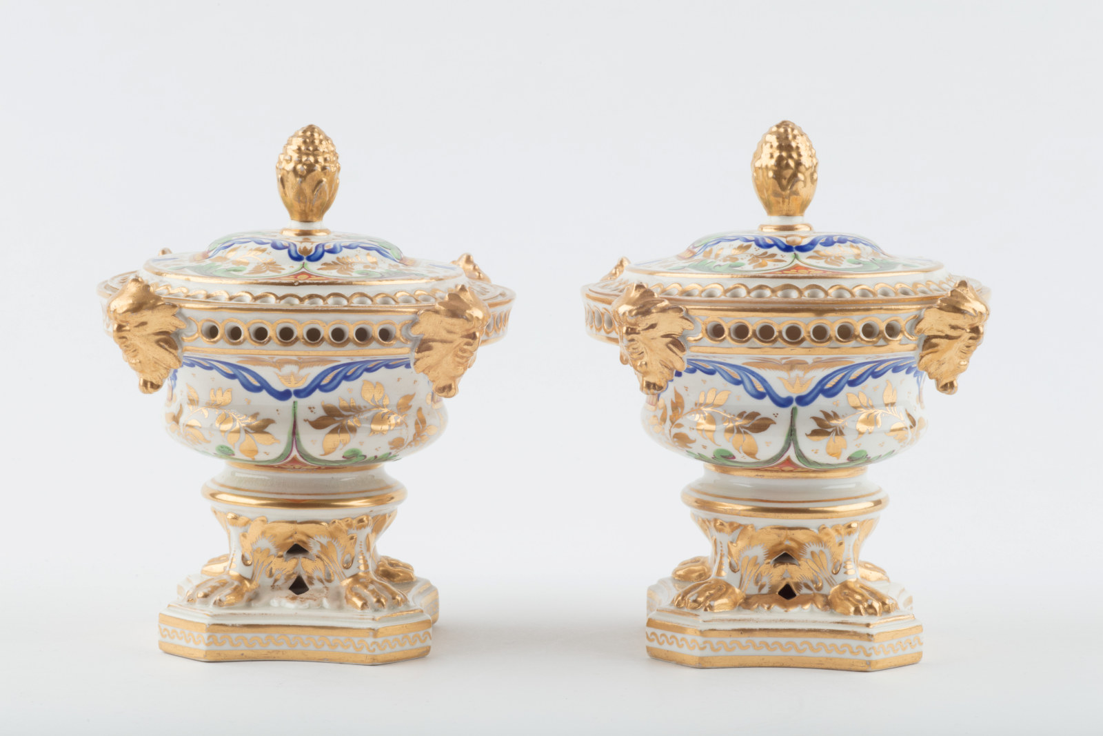 Pair of porcelain pastille burners, cira 1810